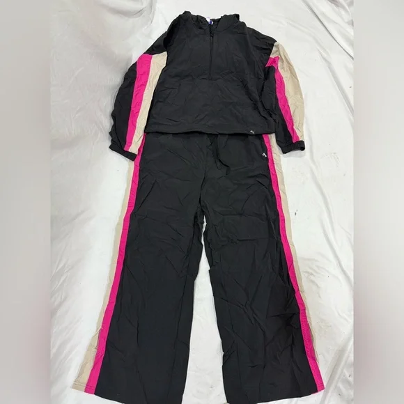 JoyLab Black Jogger Set with Pink and Cream Accents - Picture 2 of 10